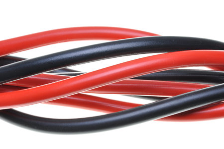 Power cables isolated on white backgroundの写真素材