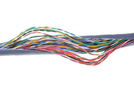 Telecommunication cable isolated on white background 