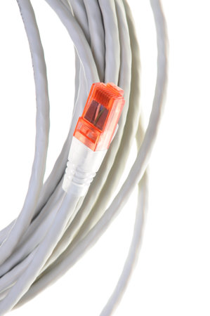 Network computer cable isolated on white background 