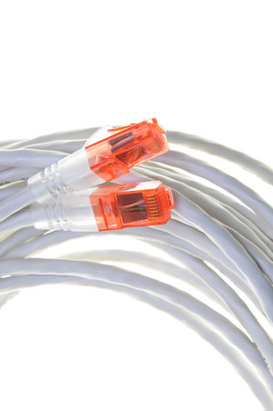 Network computer cable isolated on white background 