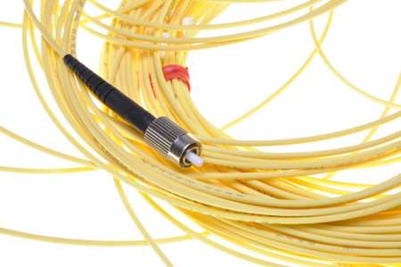 Optical patch cord standard PC isolated on white background 