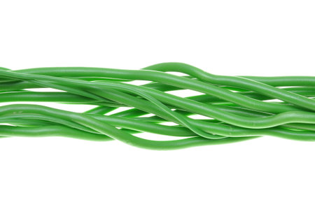 Bunch of green electrical cablesの写真素材