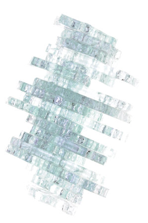 Pieces of broken glass on white background 