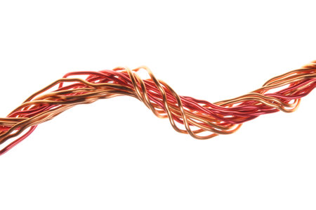 Copper wire isolated on white background 