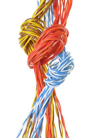 Colored computer cable isolated on white background 