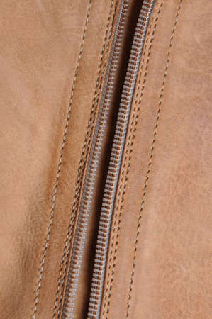 Brown leather boot or bag with zipperの写真素材