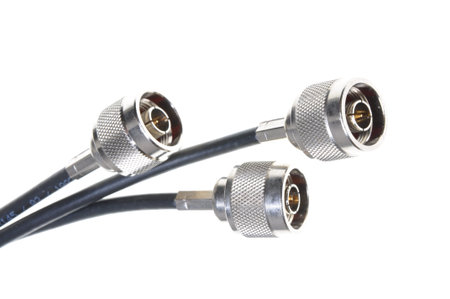 Coaxial connectors isolated on white background 
