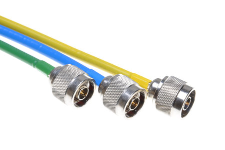 Coaxial connectors isolated on white background 