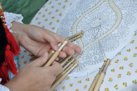 Hand made bobbin lace の写真素材
