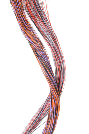 Multicolored computer network cable isolated on white background 