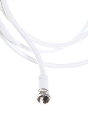 Coaxial tv cable with F connector close upの写真素材