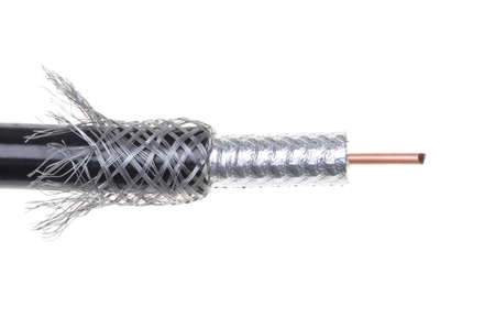 Coaxial cables isolated on white backgroundの写真素材