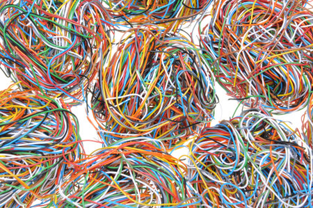 Balls of tangled wires isolated on white background