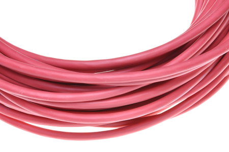 Red electrical cable isolated on white background