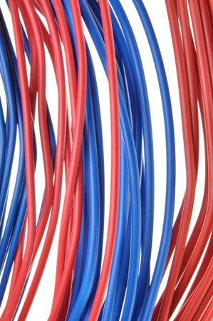 Red and blue electrical power cables
