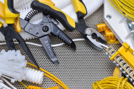 Tools and component for electrical installationの写真素材