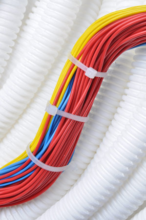 Corrugated pipe with electrical cables