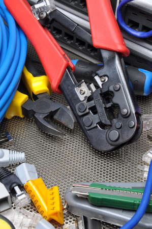 Tools for crimping with component to computer networkの写真素材
