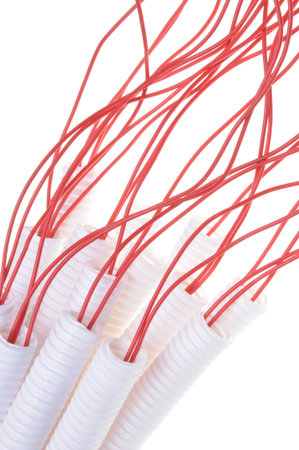 Corrugated pipe with electrical cablesの写真素材