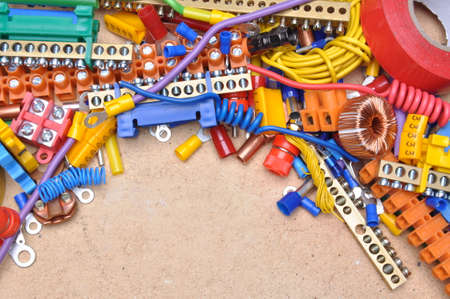 Set of components are used in electrical installationの写真素材