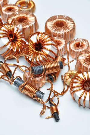 Electrical coils on metal backgroundの写真素材