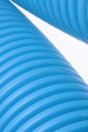 Blue Curvilinear tubes for industryの写真素材