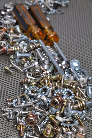 Screwdrivers and components bolts nuts screws washers