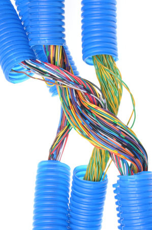 Corrugated plastic pipe with electrical cable