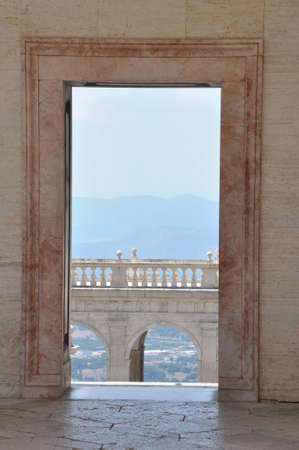Stone entrance with views on the cityの写真素材