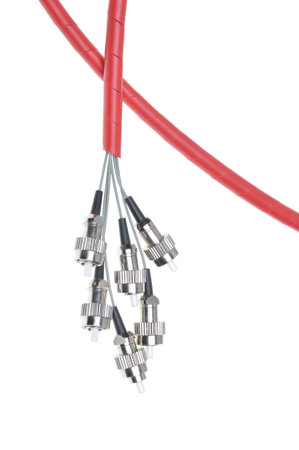 Telecommunication fiber optic patch cords fc isolated on white background