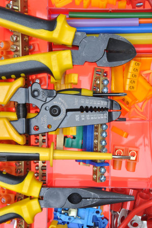 Tool box with electrical tools and components