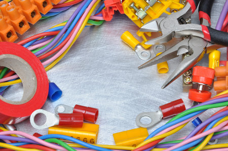 Tools and component kit for use in electrical installations with place on text
