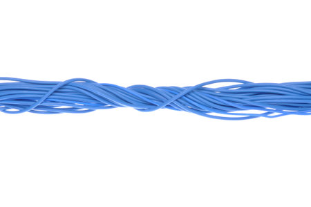 Blue computer cables isolated on white background