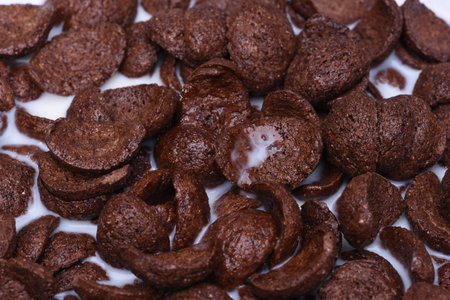 Chocolate cornflake cakes with milk