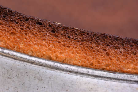 Close up of metal springform cake with freshの写真素材