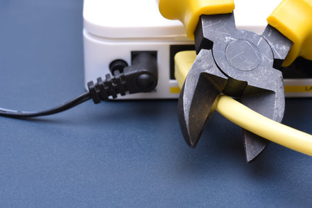 Cutting off home Internet serviceの写真素材