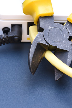 Cutting off home Internet serviceの写真素材