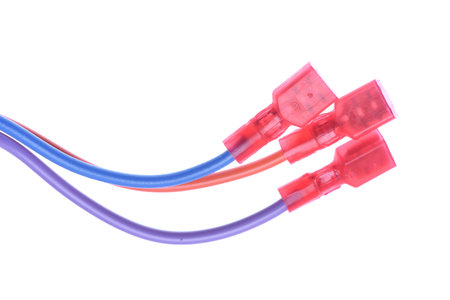 Electrical connection wires on a white background