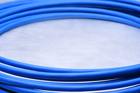 Blue cable on a gray background