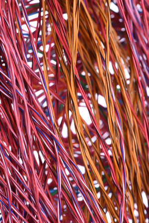 Closeup of colored cables and wiresの写真素材