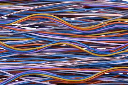 Colored telecommunication cables and wiresの写真素材
