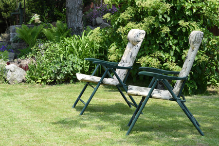 Garden chairs in the garden