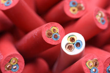 Group of electric cables closeupの写真素材
