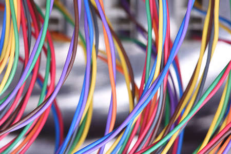Colorful electrical wire used in telecommunication internet cable network and computer systemの写真素材