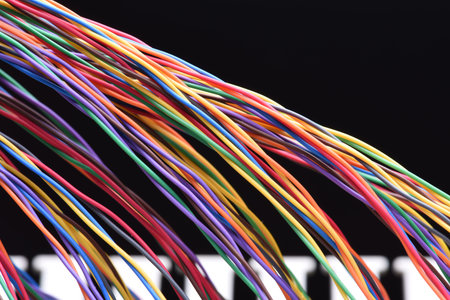 Colored electrical wire and panel used in telecommunication and computer networkの写真素材