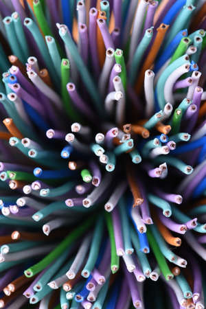 Colored electric cables closeupの写真素材