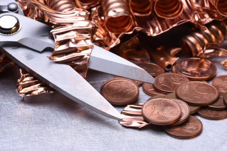 Copper Scrap and Money Industry Concept