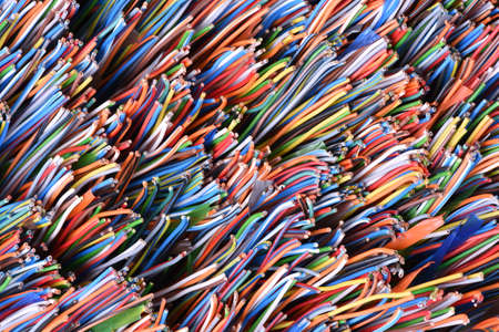 Colorful Electrical Cables and Wires, Data Network Conceptの写真素材