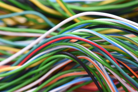 Closeup of cable and wire in internet network systems
