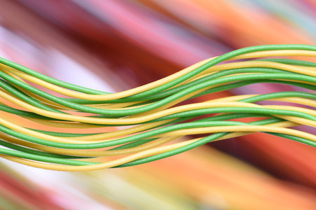 Closeup of cable and wire in computer network systems